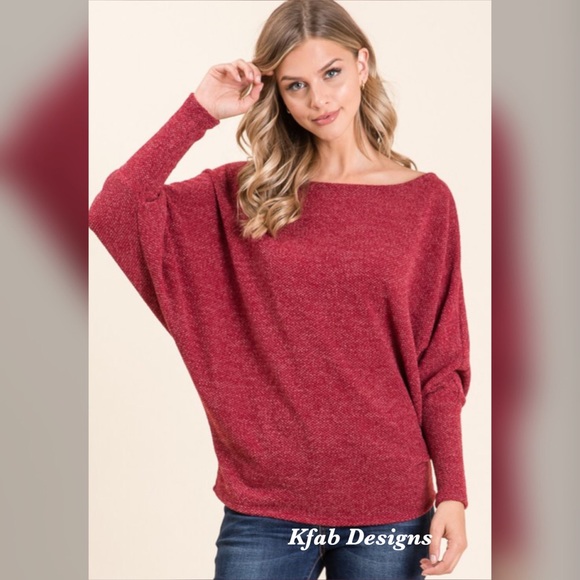 🥰LAST Dolman Sleeve Off Shoulder Soft Sweater Top - Picture 3 of 4